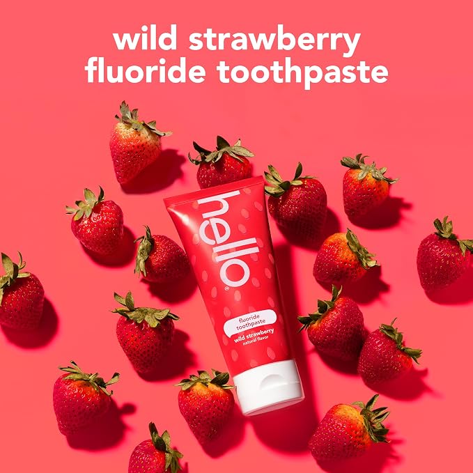 hello Kids Fluoride Toothpaste, Wild Strawberry, 3 Pack, 4.2 oz | For Kids Ages 2 and Up, Helps Prevent Cavities, Strengthens Enamel, Polishes and Brightens Teeth, Vegan, No SLS