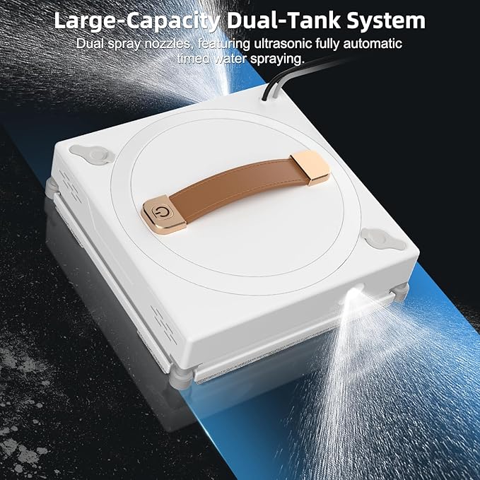Lcoco&Dream Window Cleaning Robot 3000Pa Suction, Automatic Glass Cleaner with Dual Water Spray and with Automatic Anti Fall Protection Smart Cleaning Paths for Windows Tiles Marble and Wood