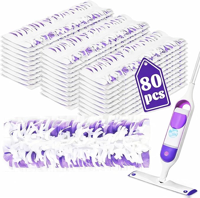 80 Pack Disposable Pads Compatible with Swiffer Power Mop Pads Replacement for Swiffer Power Mop Refills, Multi-Surface &Wood Floor Cleaning