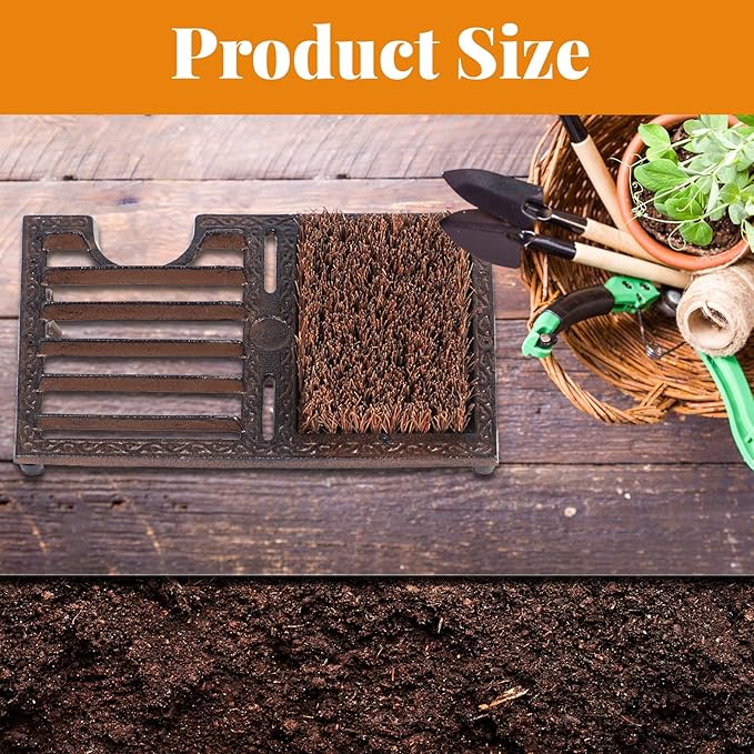 Cast Iron Boot Brush Scraper Outdoor, Heavy Duty Boot Scrubber Brush with Angled Design, Vintage Rustic Boot Scrapers with Brushes Outdoor for Outdoor, Porch, Entryway