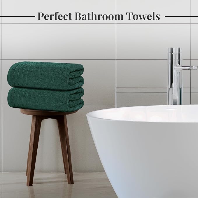 Tens Towels 4 Piece Extra Large Bath Towels 30 x 60 Inches, Hunter Green | 100% Cotton, Larger & Lighter Weight, Quicker to Dry, Super Soft and Absorbent, Perfect for Bathroom