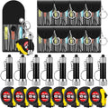 Jutom 18 Pcs Mini Tape Measure Keychain Screwdriver LED Light Keychain Bulk Men Adult Tool Party Gifts Prize for Man Father's Day Housewarming Gifts Adult Useful Tool Favors (Black)