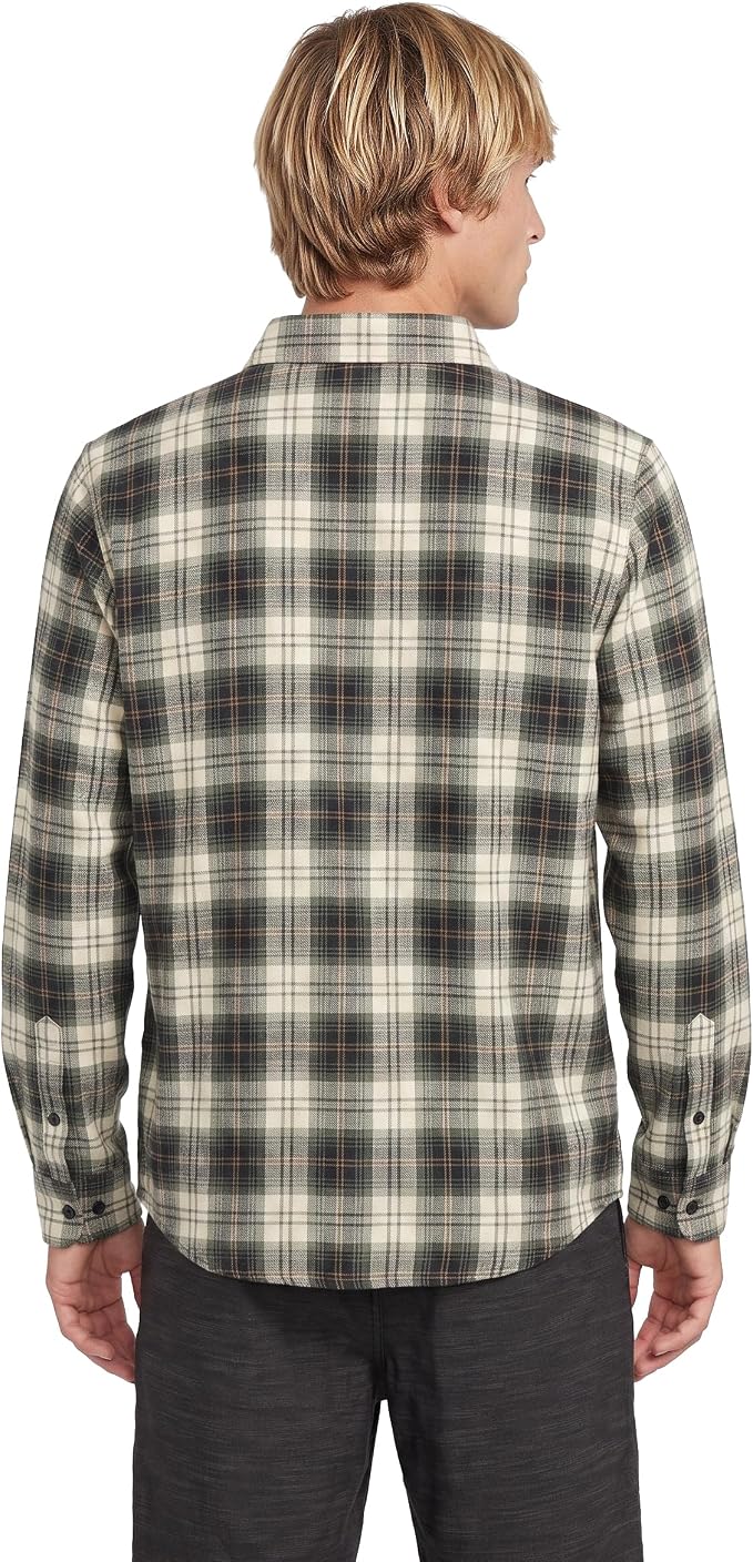 Volcom Men's Long Sleeve Flannel Shirt – Ultra-Soft Brushed Cotton Plaid Button Down