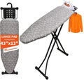 Ironing Board, 43"×13" with Iron Rest, 4 Layer & 7 Adjustable Height Sturdy | Iron Board with Bulit-in Hook and Hanger Bar, Heat Resistant Cover and Pad for Home Dorm Apartment Laundry Room, Gray