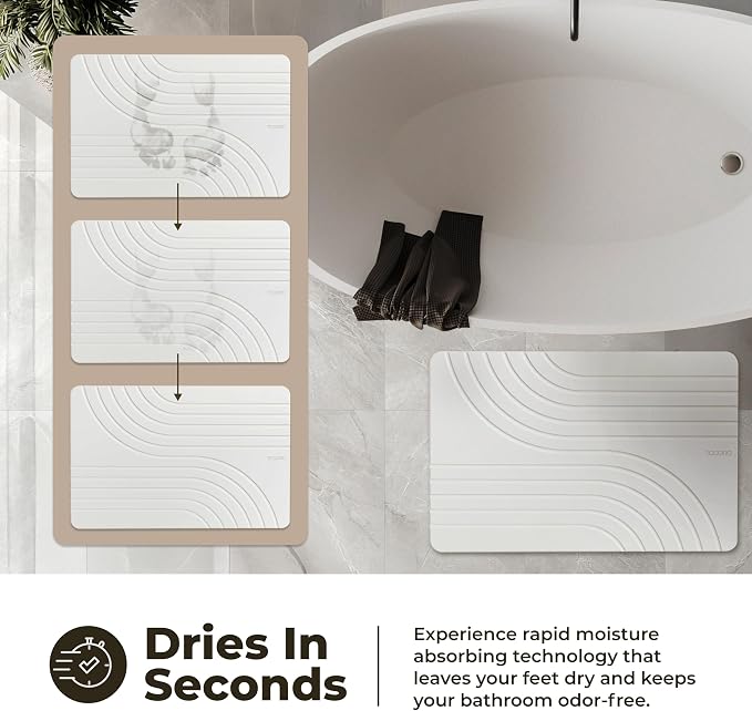 TOSORO - Stone Bath Mat Diatomaceous Earth Shower Mat Non-Slip Super Absorbent Diatomite Stone Bath Mats for Bathroom Floor Quick Drying Natural Easy to Clean (23.5 x 15) - Sandstone, 2pcs