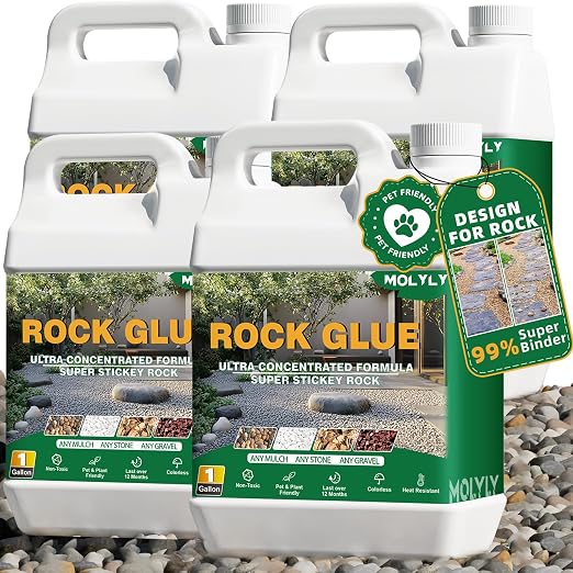 Rock Glue for Landscaping - 4 Gallon Mulch Glue and Gravel Binder | Fast-dry, non-toxic rock glue for landscaping,bonds gravel,mulch,pebbles and stones for patios,garden,paths and flower beds