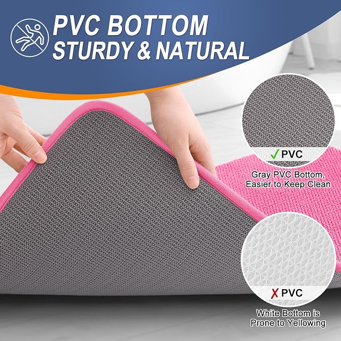 OLANLY Thick Memory Foam Bathroom Rugs 30x20, Absorbent Bath Mat, Hot Pink | Soft Quick Dry Bath Rugs Mats, Non-Slip, Machine Washable Carpet for Bathroom Floor, Tub and Shower, Home Decor Accessories
