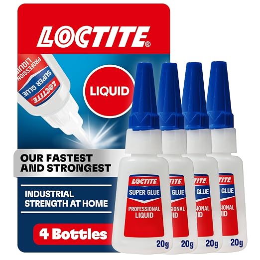 Loctite Super Glue Liquid Professional, Clear, 0.7 fl oz Bottle, 4 Pack - Superglue for Plastic, Wood, Metal, Crafts & Repair, Cyanoacrylate Adhesive Instant Glue, Quick Dry
