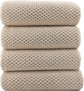 YTYC 29x59 Bath Towels,Towels for Bathroom,Beige,4-Pieces | Super Soft,Highly absorbent,Hanging Loop,No Lint Ball,Quick Drying,Light Weight,80% Polyester 20% Nylon