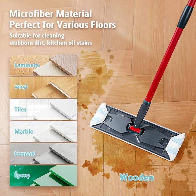 AIR U+ 16 Pack Mop Replacement Pads for O Cedar H2prO Flat Mop System Machine Washable Reusable Microfiber Mop Heads Replacements for O-Cedar H2Pro Refills Clean for All Floors Types