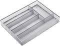 Neudeco Silverware Drawer Organizer, Silver, 5 Compartment | Mesh Wire, Non-Slip Feet, Cutlery Tray, Flatware Storage Divider