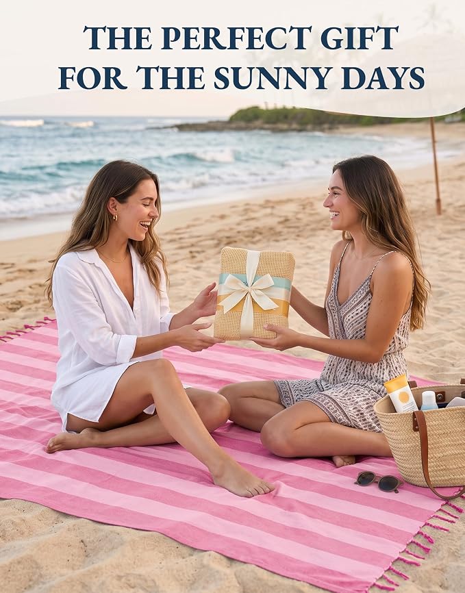 LANE LINEN 3 Pack Turkish Beach Towels, Oversized, 39"x71" - Vivid Rush | Classic Cabana Stripe - Great For Pool, Swim & Travel - Machine Washable, Tumble Dry Low - Fast-Drying Travel Companion