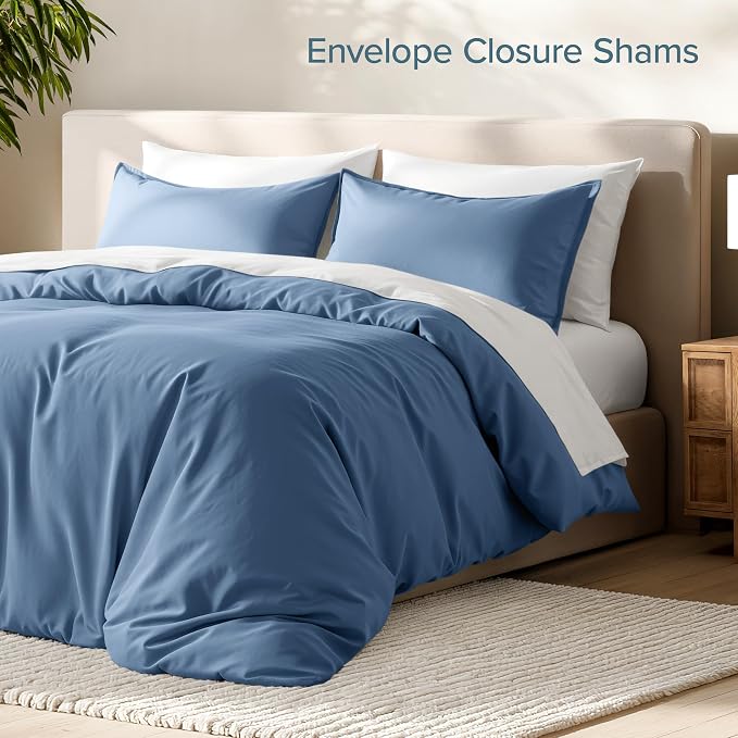Bare Home Bedding Duvet Cover Queen Size - Premium 1800 Super Soft Collection - Lightweight, Cooling Duvet Cover - Soft Breathable Bedding (Queen, Coronet Blue)