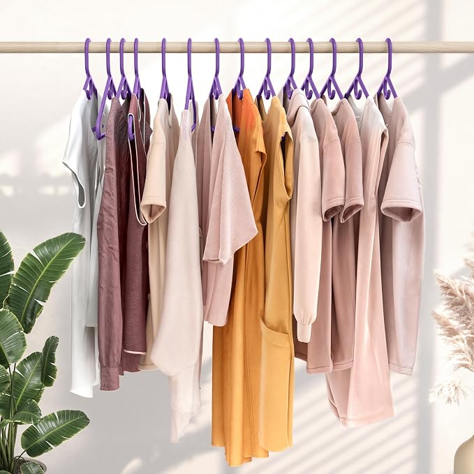 NEATERIZE Thick Heavy Duty Hangers - Purple Plastic Clothes Hangers 38 Pack - Great for Coat Hanger, Jackets Jeans & Suit Hanger for Closet, New Apartment Essentials Percheros Ganchos para Colgar Ropa