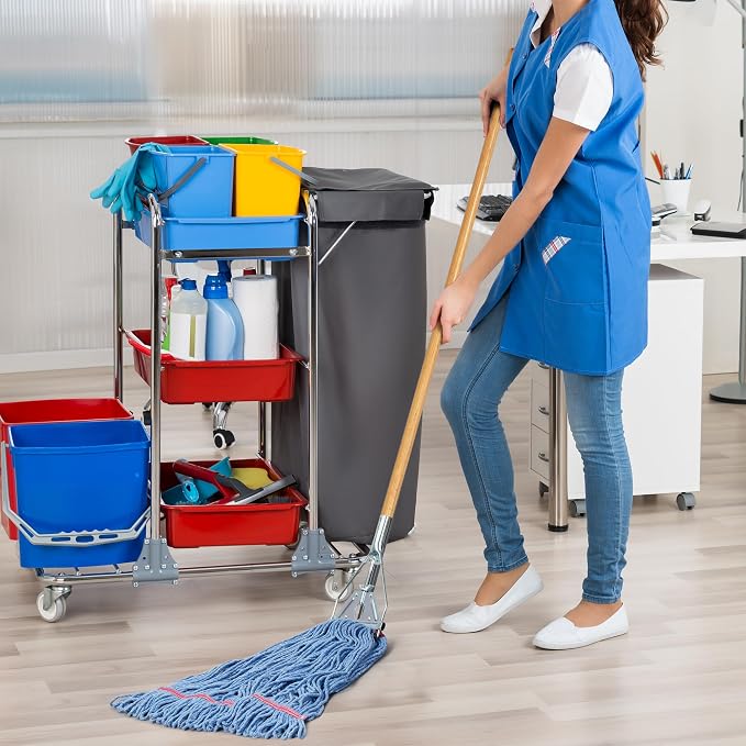 Matthew Cleaning 24oz Heavy Duty Mop Head Commercial Replacement for General and Floor Cleaning , Wet Industrial Blue Cotton Looped End String Head Refill (Case of 12) Blue