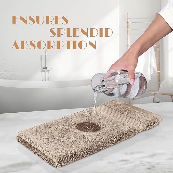 White Classic Wealuxe Taupe Hand Towels for Bathroom [12 Pack] Cotton Hand Towel Bulk for Gym, Kitchen and Spa, 16x27 Inches Soft Highly Absorbent Quick Dry Terry Salon Towels