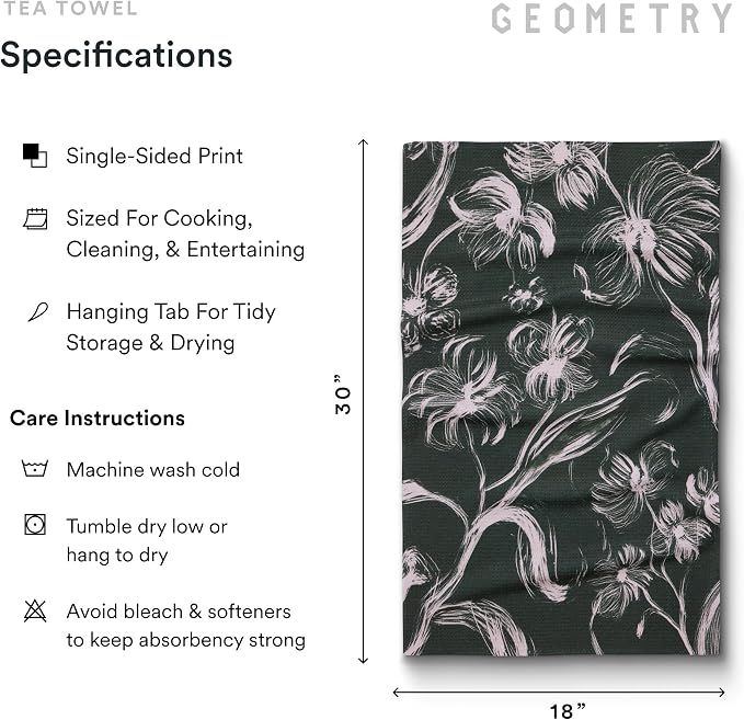 GEOMETRY Kitchen Tea Towels - Quick Dry Microfiber Dish Towels for Kitchen - Meadow 18" x 30" - 5 Pack