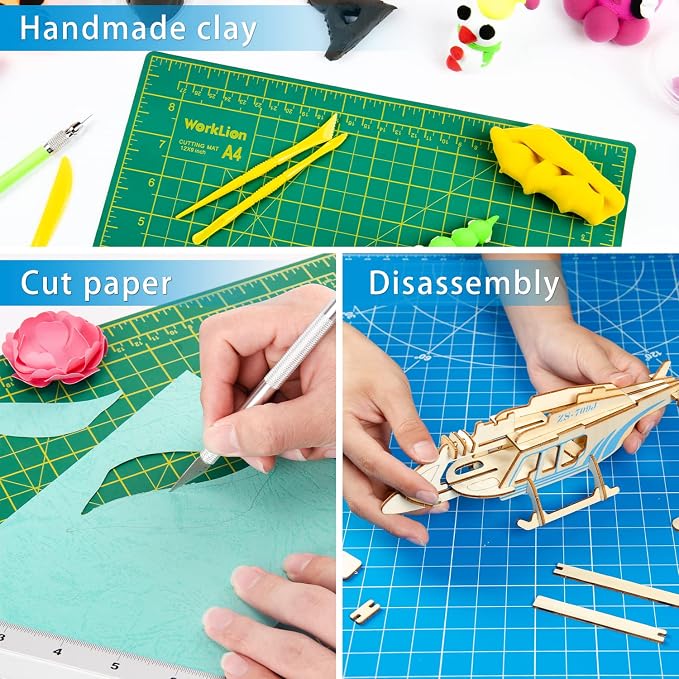 WORKLION Full 9" x 12" Art Self Healing PVC Cutting Mat, Double Sided, Gridded Rotary Cutting Board for Craft, Fabric, Quilting, Sewing, Scrapbooking Project…