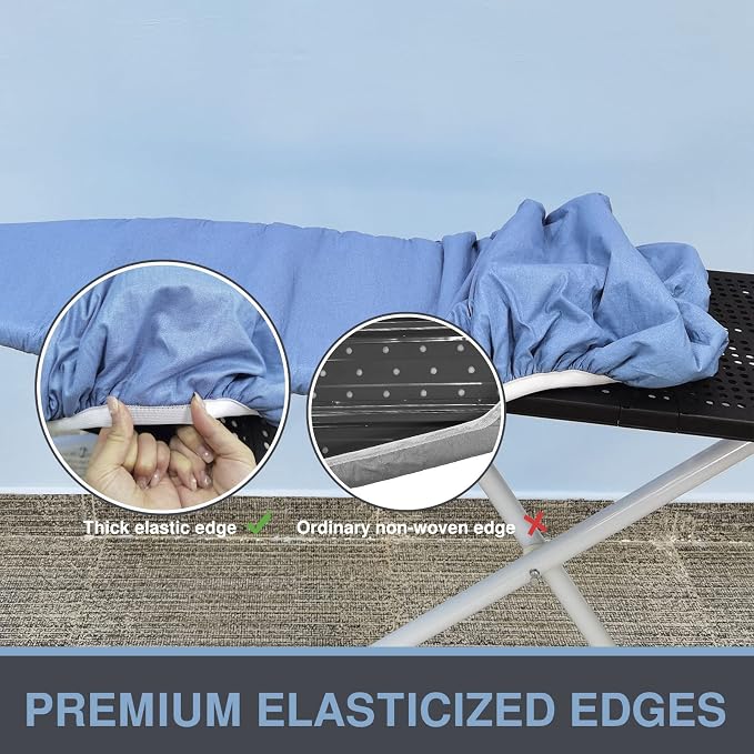 VividPaw Ironing Board Cover and Pad 18x54, Thick Padding, Elastic Edge, Silicone Coated, Resist Scorching, Adjustable Fastener, Heavy Duty Padded Iron Board Covers (Blue)
