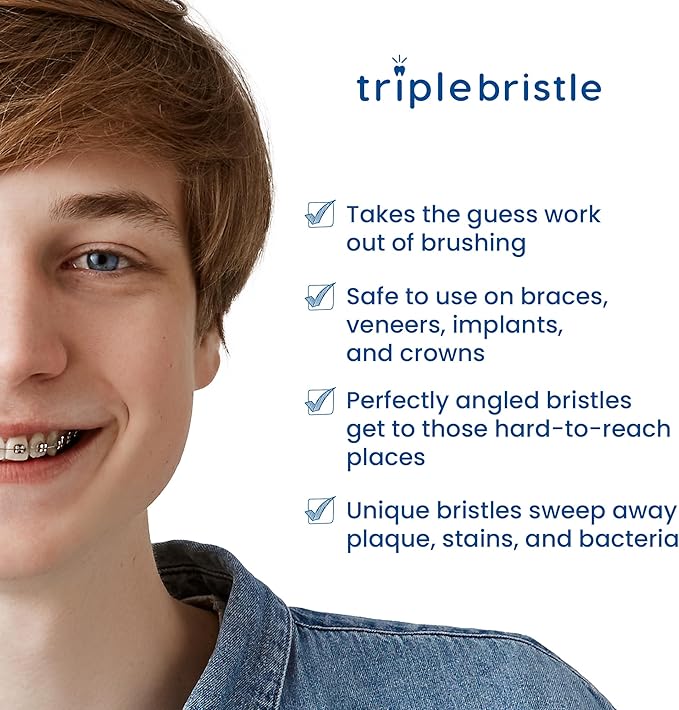 Triple Bristle Original Sonic Toothbrush | Rechargeable 31,000 VPM Tooth Brush | Patented 3 Head Design | Angled Bristles Clean Each Tooth | Dentist Created & Approved Original