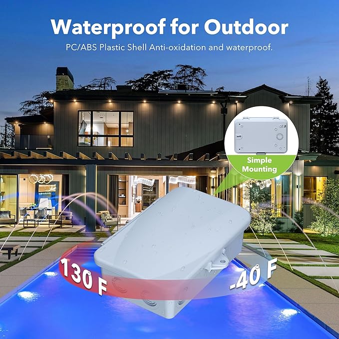 BN-LINK Pool Pump Timer Outdoor Mechanical Timer Box, Heavy Duty 24 Hour Programmable, 2HP 40A Max, 120, 240, 277 VAC, for Pool Pump, Water Heater, Fans, SPA