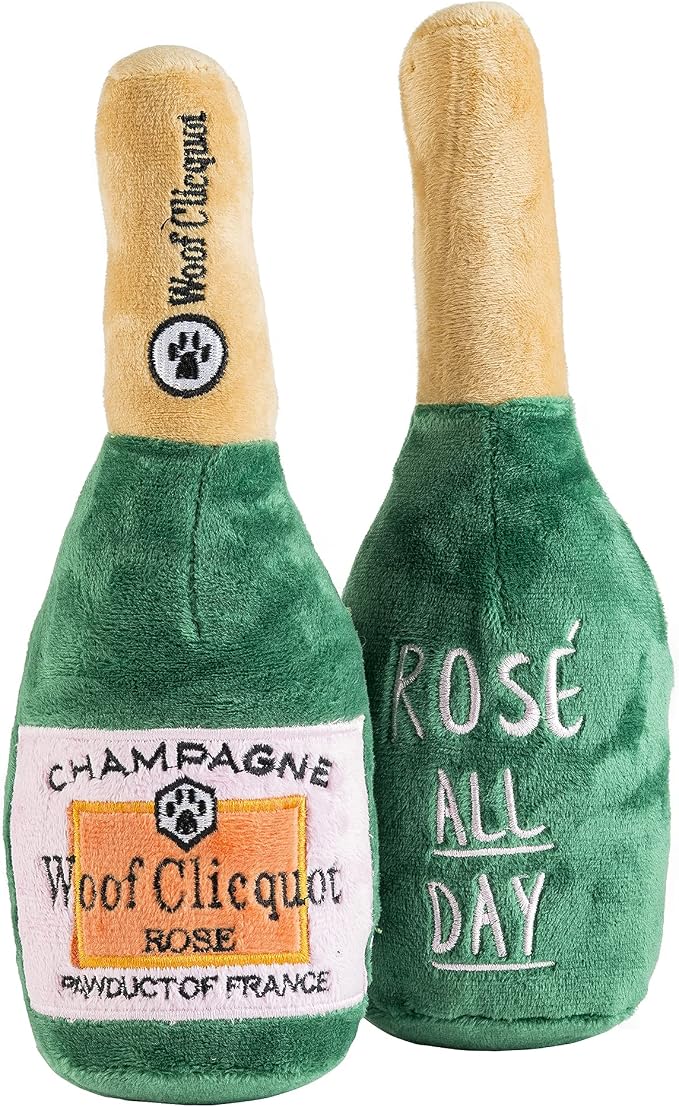 Haute Diggity Dog Woof Clicquot Rose', Plush Designer Dog Toys with Interactive Squeaker, Stimulating Pet Enrichment, Machine-Washable & Safe Materials for All Breeds, Size Large