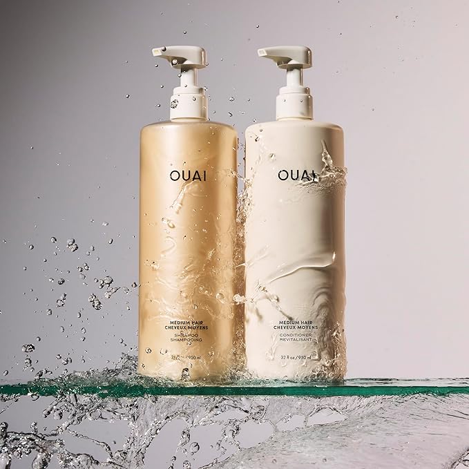 OUAI Medium Hair Shampoo - Salon Size Hydrating Shampoo for Medium Hair - Nourishes, Strengthens, Reduces Breakage and Adds Shine - Coconut Oil, Babassu and Keratin - Sulfate Free, 32 Oz