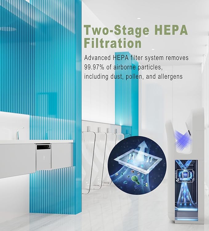 Commercial Hand Dryer, Vertical High-Speed Electric Hand Dryer for Bathrooms, Automatic Touchless Hands-in Hand Dryer for Large Public Restrooms, Offices, Hotels, Schools, White
