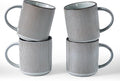 famiware Coffee Mug Set for 4, Star 16 oz Catering Mugs Cup Set with Handle for Coffee, Tea, Cocoa, Milk - Ceramic Stoneware Drinkware Set, Smoky Blue