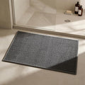 Triohero Bathroom Rugs Non Slip Washable, Super Absorbent Thin Bath Mat Quick Dry Low Pile Bathroom Rug, Dark Grey 24"x36"