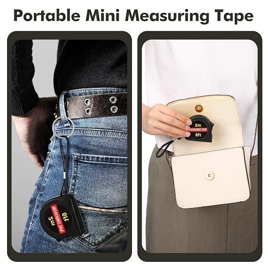 Copkim 50 Pcs 6 FT Mini Tape Measure Retractable Bulk Small Measuring Tape Pocket Size Measurement Tool for Operation Christmas Items Party Favor Gifts Stuffers for Men(Black)