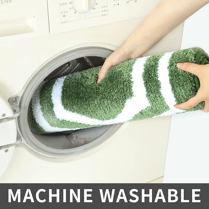 COSY HOMEER Extra Thick Bath Linen Sets Rugs - Anti-Slip Bath Mats Soft Plush 100% Strong Polyester Living Room Bathroom Mat Floor Water Absorbent(Green,24x36 - Inches)