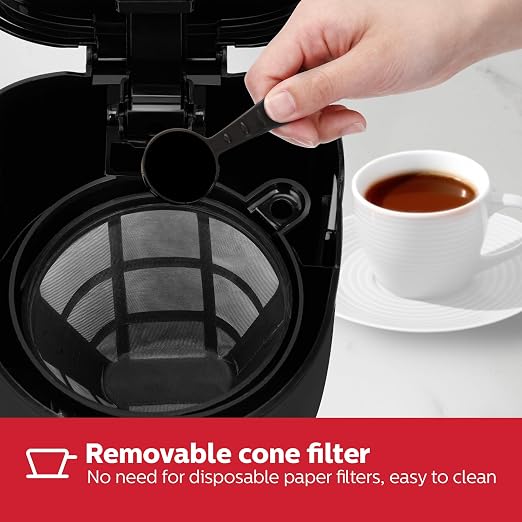Holstein Housewares 5-Cup Programmable Coffee Maker, 25oz Drip Coffee Machine with Auto Brew Timer, Pause & Serve, Compact Design – Perfect for Home, Office & Dorm Use, Black