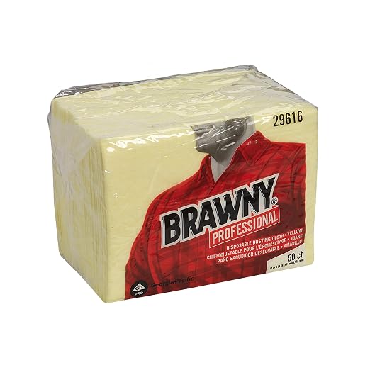 Georgia-Pacific Brawny Yellow 1/8 Fold Disposable Dusting Cloth by GP PRO, 24" Length x 17" Width, 29616 (Case of 4 Packs, 50 Cloths per Pack)