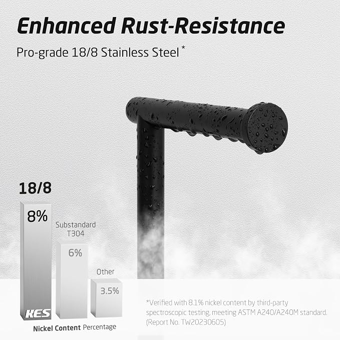 KES Extra High Black Toilet Paper Holder Freestanding 26", Toilet Paper Holder Stand with Natural Marble Base, Floor Free StandingToilet Paper Holder 18/8 Stainless Steel Matte Black, BPH284S66-BK