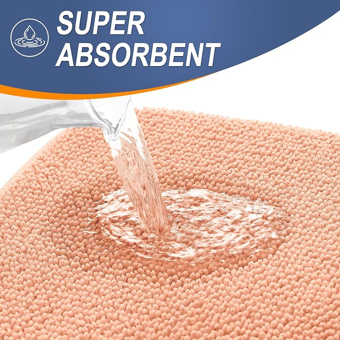 OLANLY Memory Foam Small Bathroom Rugs 24x16, Absorbent Bath Mat, Peach | Soft Quick Dry Bath Mat Rugs, Non-Slip, Machine Washable Mat for Bathroom Floor, Tub and Shower, Home Decor Accessories