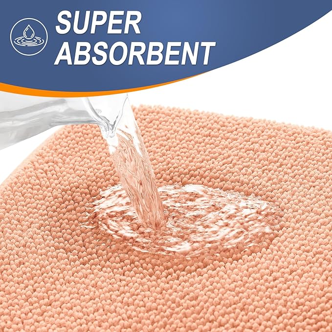 OLANLY Thick Memory Foam Bathroom Rugs 30x20, Absorbent Bath Mat, Peach | Soft Quick Dry Bath Rugs Mats, Non-Slip, Machine Washable Carpet for Bathroom Floor, Tub and Shower, Home Decor Accessories