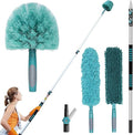 TelesPro 20 Foot High-Reach Duster Kit with 5-12FT Extendable Pole - High Ceiling Duster Cleaning Kit with Telescopic Pole,Cobweb Duster, Chenille Ceiling Fan Duster, Microfiber Feather Duster