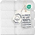 Chakir Turkish Linens 100% Cotton Premium Turkish Towels for Bathroom | 30'' x 60'' Large Bath Towels (4 Piece, White)