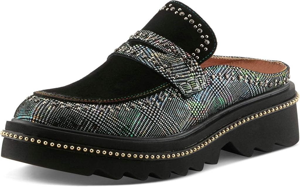 Spring Step L'Artiste Women's Clogona | Leather and suede upper with studded trim, slide-on closure, microsuede lining and insole, and polyurethane outsole