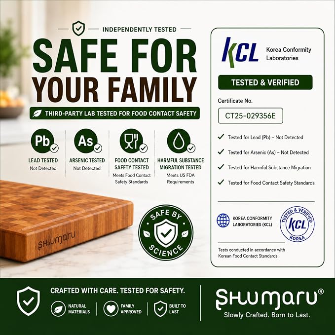 SHUMARU Mahogany End Grain Cutting Board, 17×13×1.6 in – Handmade Butcher Block, Knife-Friendly, Juice Groove, Non-Slip Feet