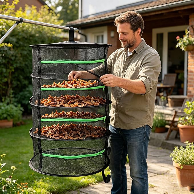 Simple to Open Drying Fabric Bag for Better Ventilation When Storing Foods or Drying Wet Laundry Outdoor Net
