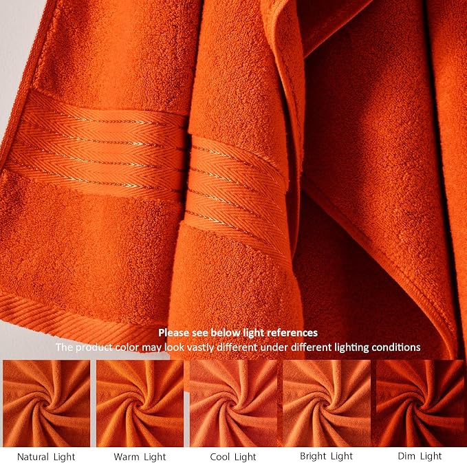 COZYART Luxury Bath Towels 2 PCS, Burnt Orange 100% Turkish Cotton | OEKO-Tex 100 Certified Zero Twist Ring Spun, Soft Absorbent Quick Dry, Plush Fluffy, Breathable Hotel Quality for Daily Use