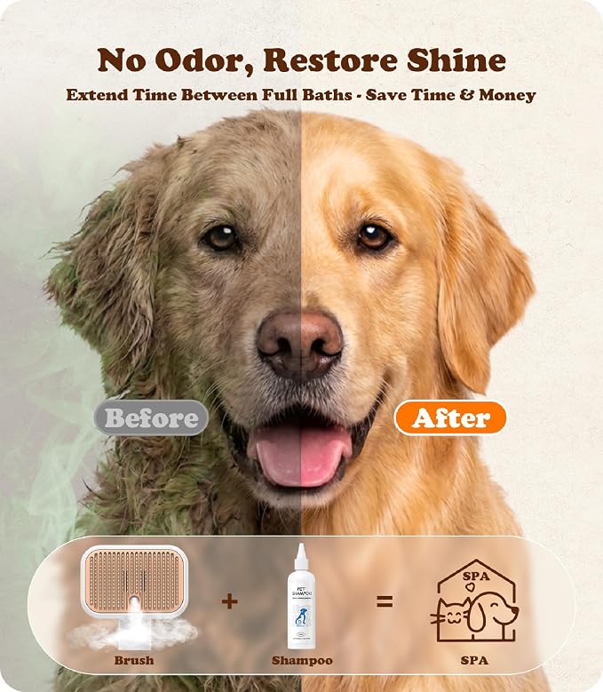 Rorhxia Steam Pet Brush Spray Refill Shampoo for Show Dog Cat, Oat Milk | Oat Milk, Deodorization, Pet Safe, Vet Approved, Soft Coat, Deep-Cleaning, pH-Balanced Formula