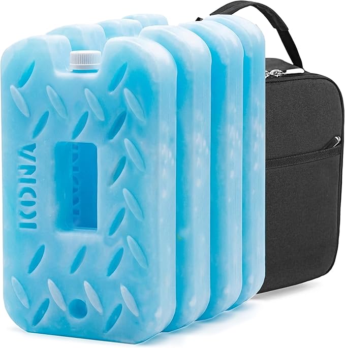 Kona Blue/Ice Ice Packs for Lunch Box - 2 lb Freezer Packs Compatible With Yeti Cooler Bags | Dry Ice Shock Pack, Long-Lasting Reusable Ice Packs for Lunch Bags (10" x 5.5" x 1.5" Pack of 4)