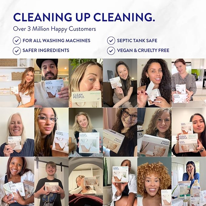 The Clean People Fabric Softener Dryer Sheets - Softens & Removes Static Cling - Vegan - Made with Essential Oils - Spring Scent, 120 Sheets