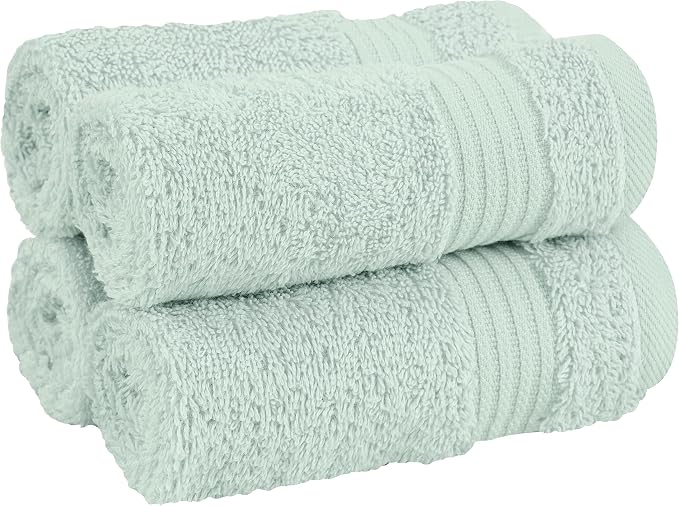 Cotton Paradise 100% Cotton Turkish Towel Set, Soft Absorbent Quick Dry, 4 Piece Washcloth Set, Mint Green