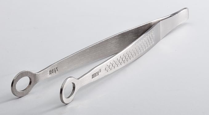 Mercer Culinary 18-8 Stainless Steel Precision Plus Tong, Flat Oval End, 6 1-8 Inch