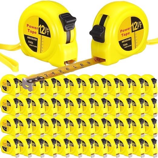 Xuhal 48 Pcs 12 ft Mini Tape Measure Bulk Measuring Tape Imperial and Metric Pocket Self Locking Easy to Read with Inches and Centimeters for Designer Decorator