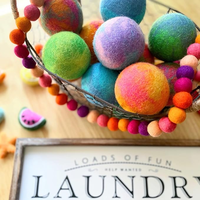 Friendsheep Wool Dryer Balls, Organic Reusable Fabric Softener Alternative for Laundry, Handmade, Fair Trade, Hypoallergenic, Eco-Friendly, Plastic-Free (6 Pack XL - Galxy Tie Dye)